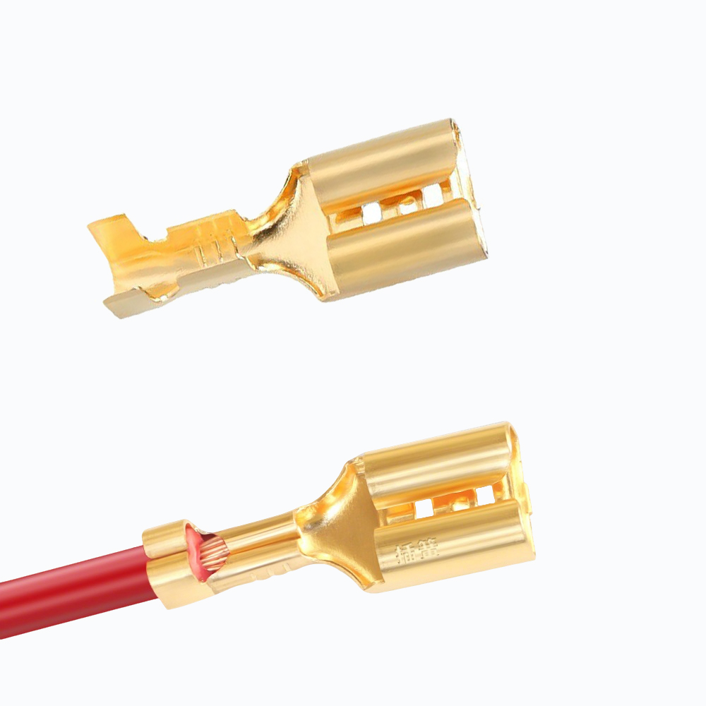 Push Fit Connector - 10/50/100セット フラットプッシュオンケーブルシューアインサートターミナル 舌幅6.3mm 4.8mm ケーブルクリンプコネクタ スペードターミナルラグ