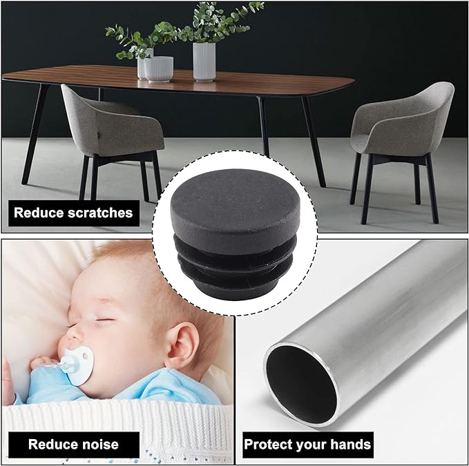 8 個ブラックラウンドプラスチックブランキングエンドキャップ - Plastic Pipe Clip のレビューと価格