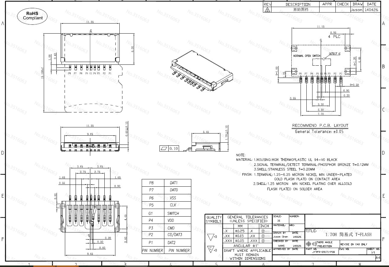 5/10 個ミニショート超薄型 TF カードホルダーコネクタ - Push Fit Connector のレビューと価格