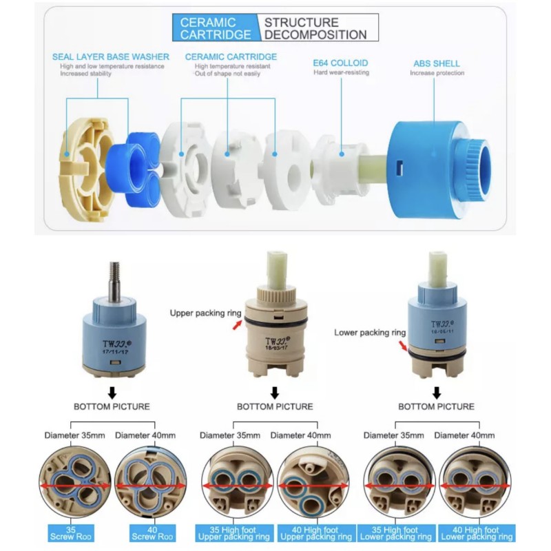 蛇口用混合スプールバルブ 25mm/35mm/40mm カー - Shower Valve Cartridge のレビューと価格